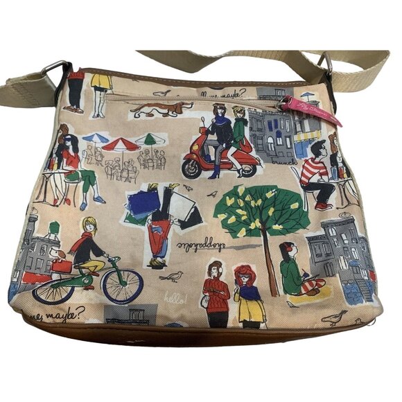 Canvas City Scene Crossbody Bag – Adjustable Strap & Zipper Pockets - Picture 5 of 8